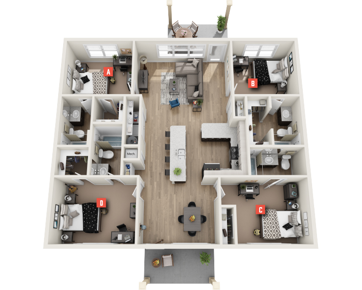 4x4 - Carter Flat Floor plan