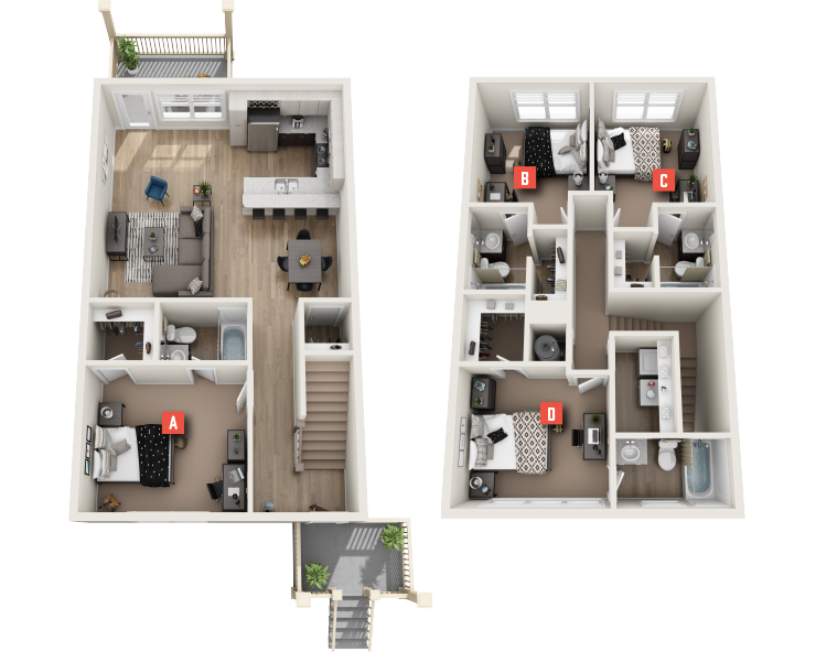 4x4 - Carter Townhome Floor plan