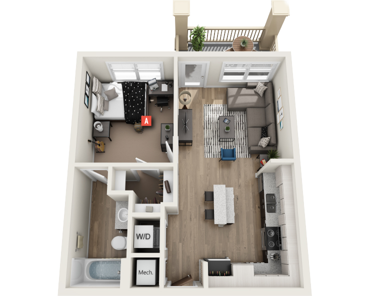 1x1 - Oak Floor plan